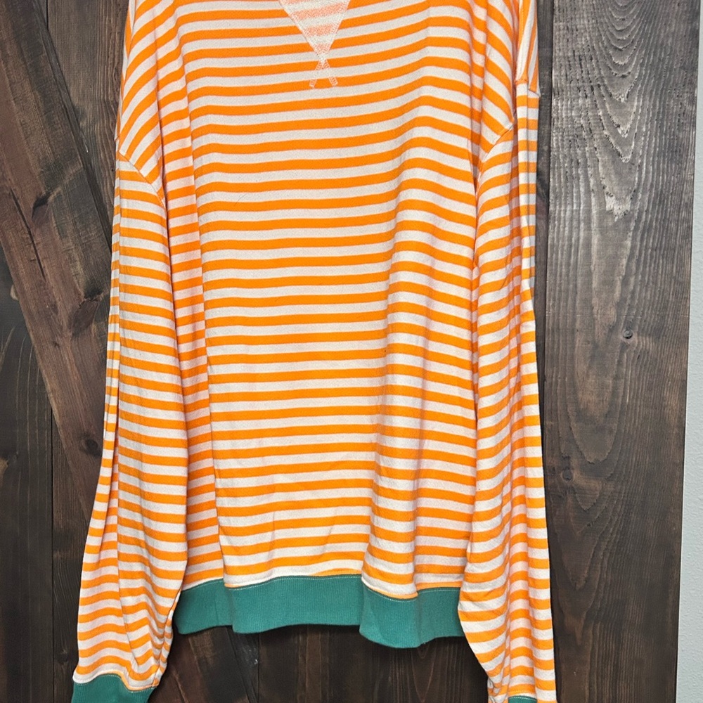 We The Free Free PeopleOrange & White Striped Top with Teal Trim NWOT never worn